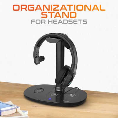 Delton HS1 4-in-1 Wireless Charging Station and Headset Stand, Black (DHSWC1)