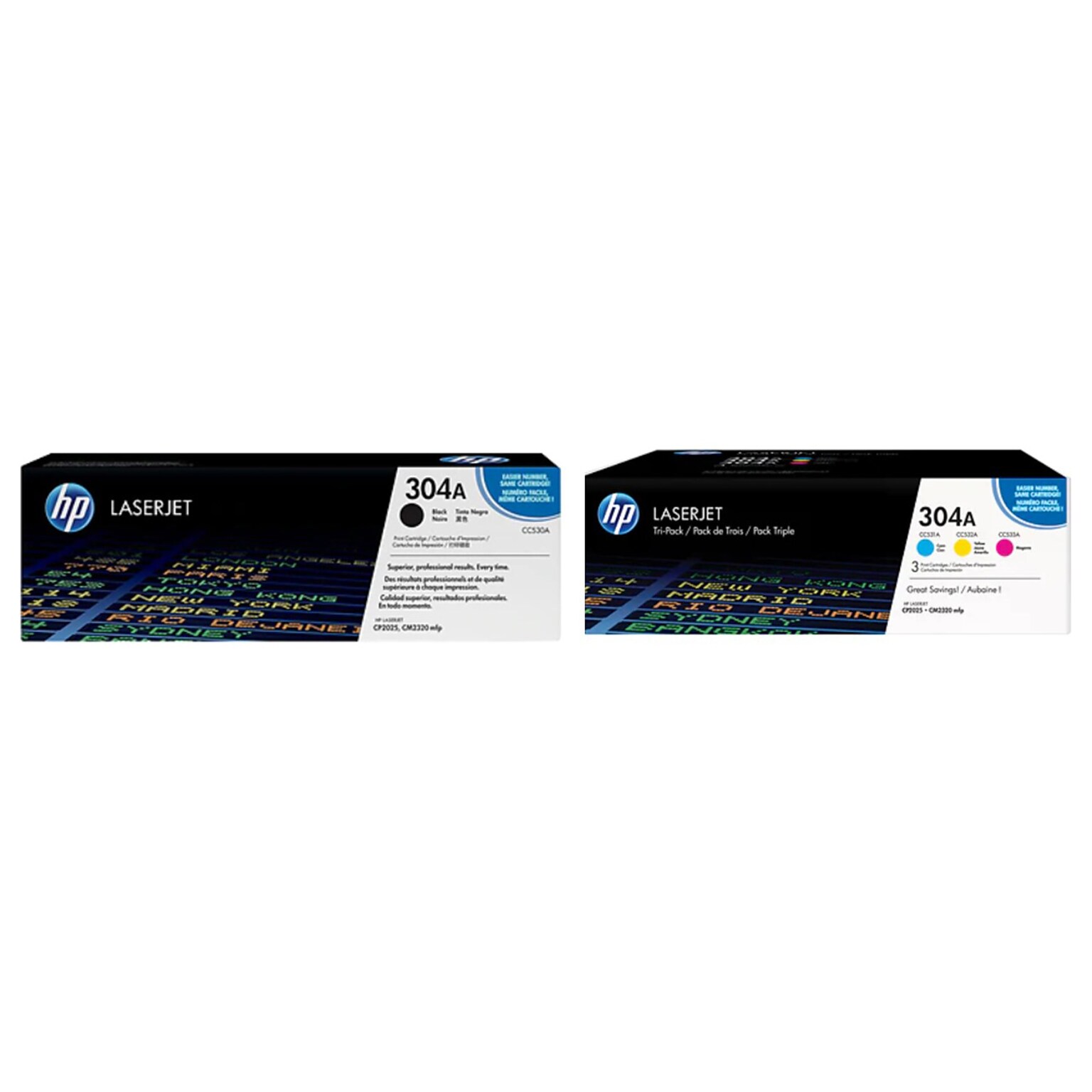 HP 304 Standard Yield Black/Cyan/Magenta/Yellow Toner Cartridges, 4/Pack
