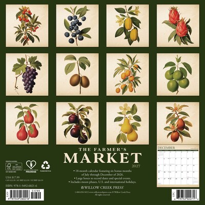 2027 Willow Creek Farmers Market  12 x 12 Monthly Wall Calendar (60216)
