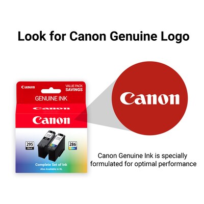 Canon PG-295/CL-286 Black/Tri-Color Standard Yield Ink Cartridge, 2/Pack (7165C004)