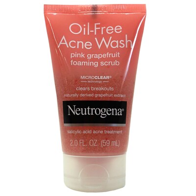 Neutrogena Oil-Free Acne Wash Pink Grapefruit Foaming Scrub, 2.0 oz Bottle, 12 Bottles/Bag, 12 Bags/