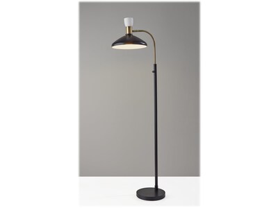 Adesso Patrick 61 Matte Black/Antique Brass Floor Lamp with Cone Shade (3759-01)