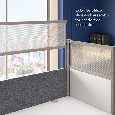 Bush Business Furniture Pro-Biz 55.39"H x 187.56"W 3 Person In-Line Cubicle Panel Workstation, White (100872DG-17)