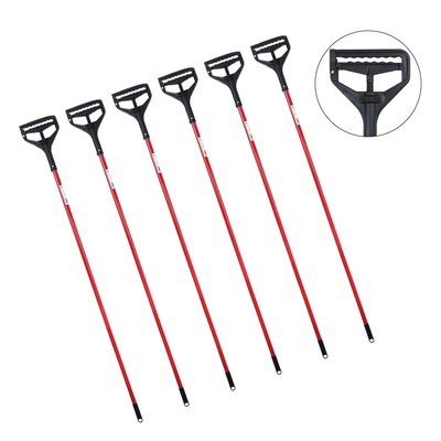 BISON LIFE 63" Quick Change Metal Wet Mop Handle, Red/Black, 6/Pack (BP-RMH-09)