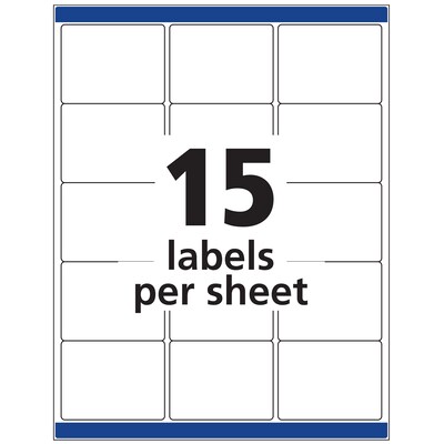 Avery Sure Feed Laser/Inkjet ID Labels, 2" x 2-5/8", White, 225 Labels/Pack (6572)