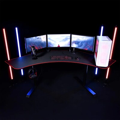Arozzi Arena Angelo Corner Gaming Desk, Black/Red (ARENAANGELOBKM)