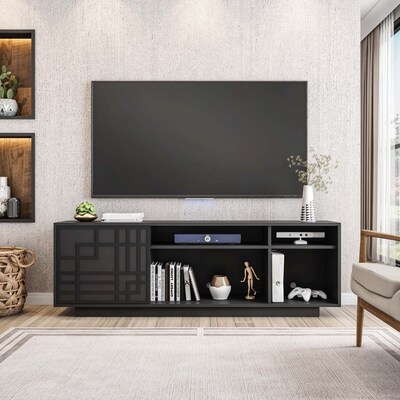 Techni Mobili Contemporary TV Stand, Screens Up to 70, Black (RTA-945TV-BK)