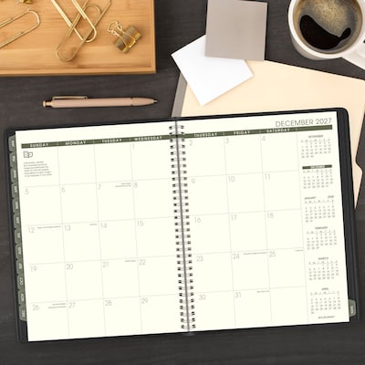 2027 AT-A-GLANCE Recycled 8.25" x 11" Weekly & Monthly Appointment Book Planner, Faux Leather Cover, Black (70-950G-05-27)