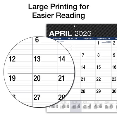 2026-2027 Excello Brands Large Print 22" x 17" Academic Monthly Desk Pad Calendar, Black (DP-AY26-2217-BK)