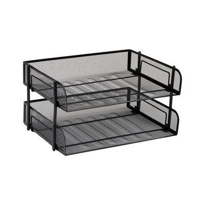 Mind Reader Metal Side Loading Stackable Letter Tray, Letter Size, Black (ESTACK2-BLK)