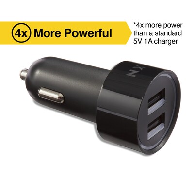 NXT Technologies™ Universal 2 USB Port Car Charger, Black (NX54337)