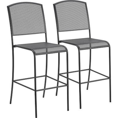 Global Industrial Outdoor Bar Stool, Steel Mesh, Black, 2/Pack (262089)