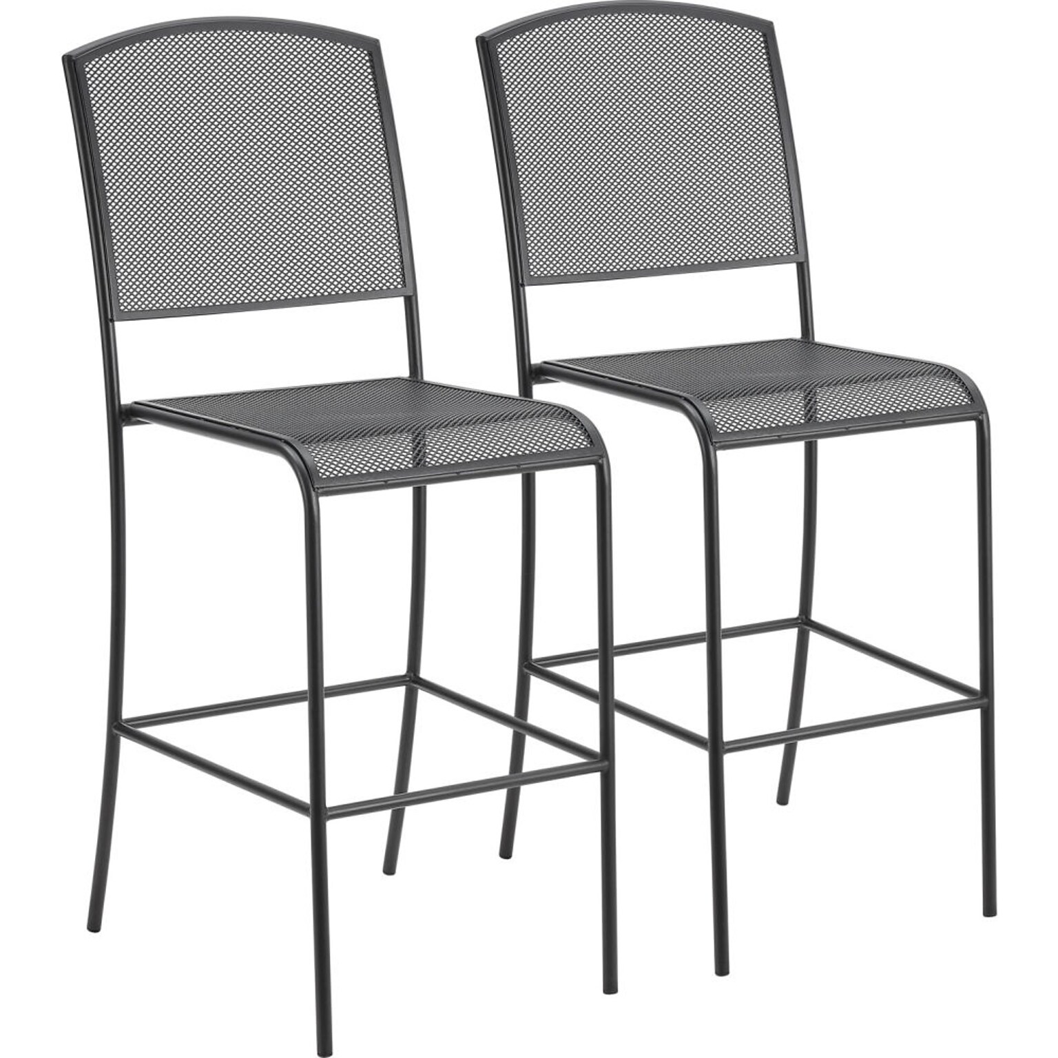 Global Industrial Outdoor Bar Stool, Steel Mesh, Black, 2/Pack (262089)