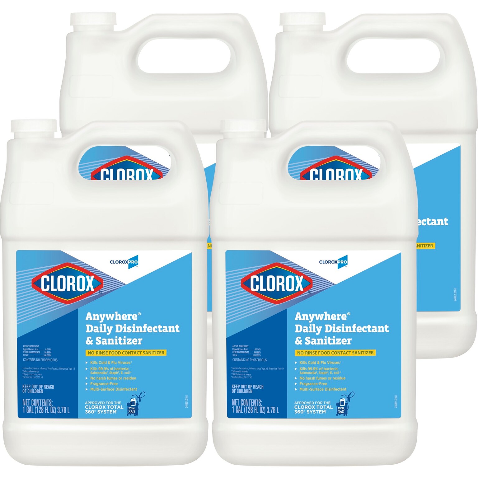 CloroxPro Anywhere Daily Disinfectant and Sanitizing Bottle, 128 oz., 4/Carton (31651)