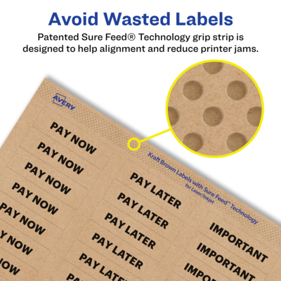 Avery Laser/Inkjet Rectangle Multipurpose Labels, 1" x 1.5", Kraft Brown, 1600 Labels/Box ( 94219)