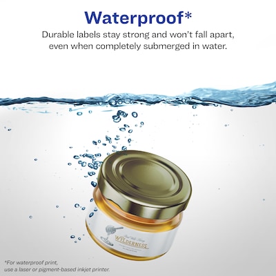 Avery Laser/Inkjet Rectangle Waterproof Multipurpose Labels, 7.5  x 1.5, White, 50/Pack (94231)