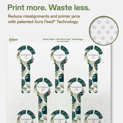 Avery Hemp Lollipop Laser/Inkjet Multipurpose Labels, 1-1/2" x 4", Off-White (64/Pack)