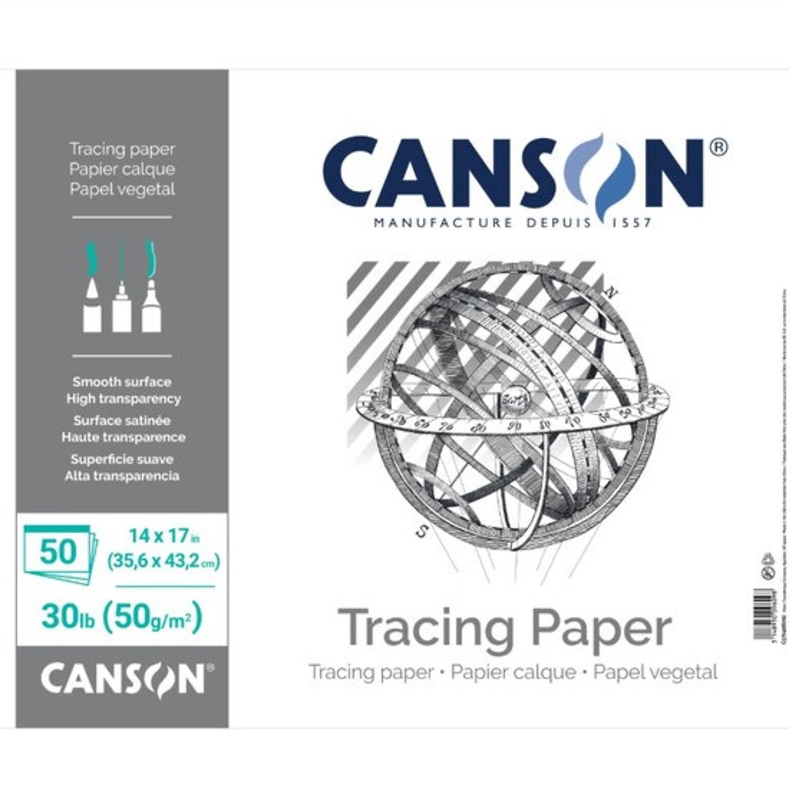 Canson 17 x 14 Tracing Sketch Pad, 50 Sheets/Pad (31239)