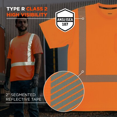 Ergodyne GloWear 8292 High Visibility Short Sleeve T-Shirt, ANSI Type R Class 2, Orange, X-Small (22241)