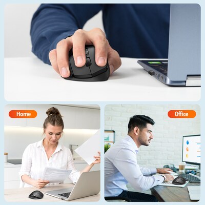 Delton S30 Wireless Ergonomic Optical Mouse, Black (DMERGS30-WB)