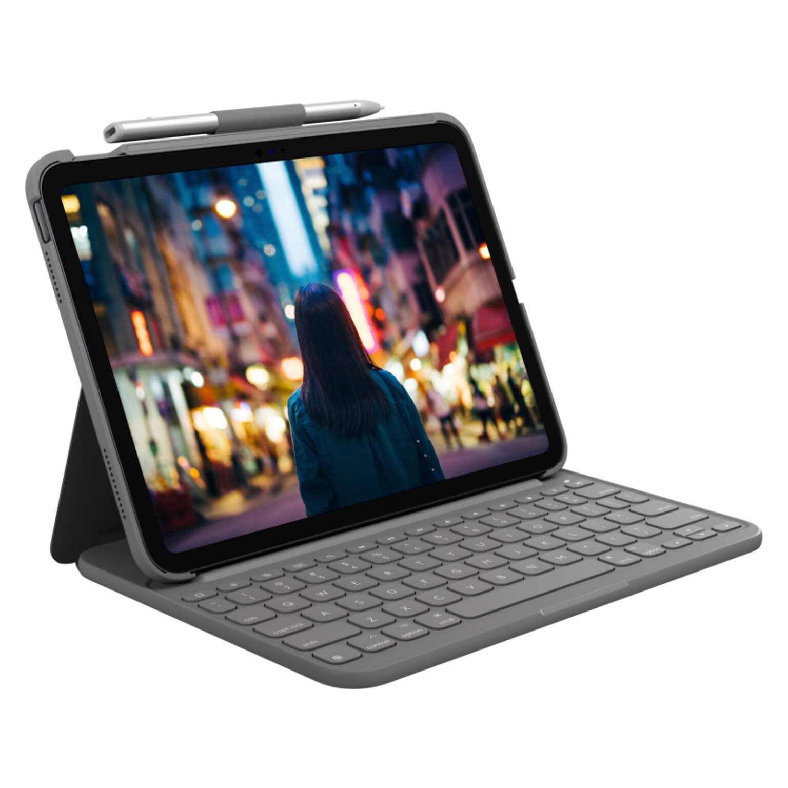 Logitech Slim Folio 10.9 Keyboard Case for iPad 10th Generation Tablet, Oxford Gray (920-011368)