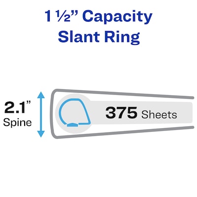 Avery Heavy Duty 1 1/2" 3-Ring View Binders, Slant Ring, White (AVE72125)