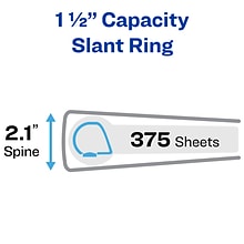 Avery Heavy Duty 1 1/2 3-Ring View Binders, Slant Ring, White (AVE72125)