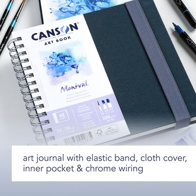 Canson Artist Series Montval 7.9" x 7.9" Spiral Bound Watercolor Sketch Book, 48 Sheets/Book (MCX31200L004)