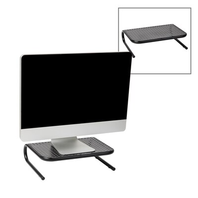 Mind Reader Ventilated Monitor Stand, Holds up to 44 lbs., Metal, Black, 2/Pack (2METMONST-BLK)