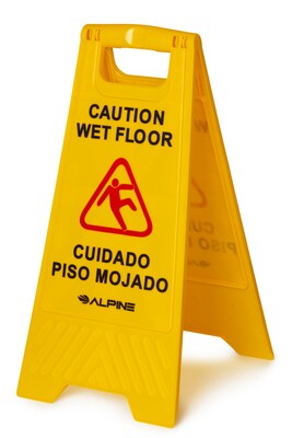 Alpine Industries Wet Floor Sign, 24"H, Yellow, 5/Pack (499-5pk)