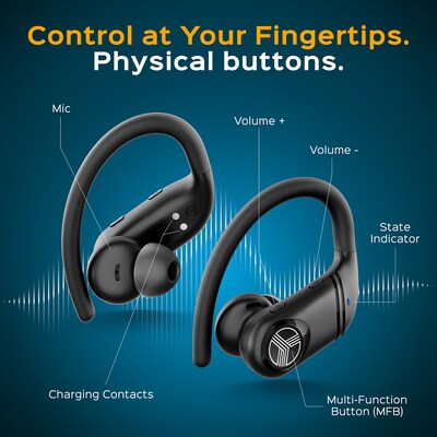Treblab Wireless Noise Canceling Earbuds, Bluetooth, Black (X4)