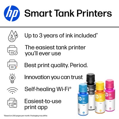 HP Smart Tank 6001 Wireless Color All-in-One Ink Tank Printer Scan, Copy, 2 Years Ink Included, AI Enabled (2H0B9A)