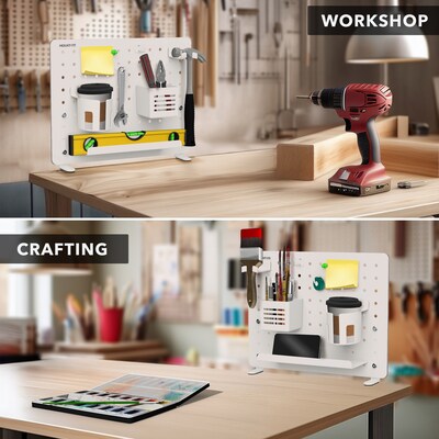 Mount-It! Clamp-On Pegboard Organizer with Accessories for Desks, White (MI-7302WHT)
