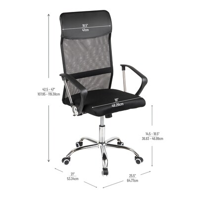 Mind Reader Ergonomic Mesh Swivel Computer and Desk Chair, Black (OFFCHAIR19-BLK)