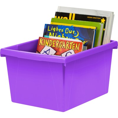 Storex Polypropylene/PP 4 Gallon Classroom Storage Bin, 7.9" x 11.3" x 13.6", Purple, 3/Bundle (STX61481U06C-3)