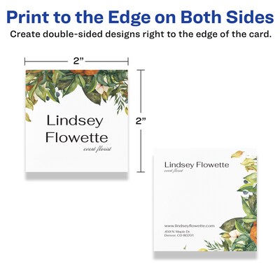 Avery Integrated Cards, 2" x 2", Matte White, 120/Pack (95269)
