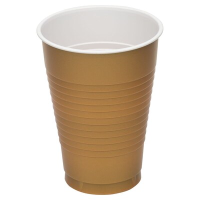 JAM Paper Plastic Party Cups, 12 oz, Gold, 20/Pack (255525363)