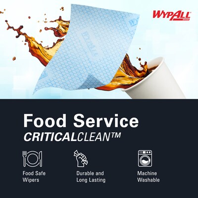 WypAll CriticalClean Heavy Duty Foodservice Wipers, Blue, 100 Sheets/Box (51633)