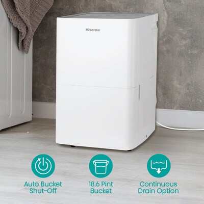 Hisense 35-Pint Portable Dehumidifier, 3-Speed, Covers up to 3000 sq. ft., White (ADH35K26)