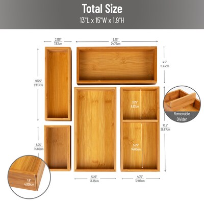 Mind Reader 5-Piece Drawer Organizer Set, Brown (DRORGBM5-BRN)