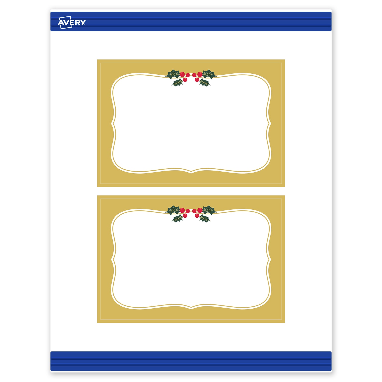 Avery Gold-Metallic Berries Matte Blank Card, White, 20/Pack (S00-FGX)