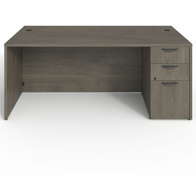 Lorell Prominence 2.0 72 W Right-Pedestal Desk, Gray Elm Surface (LLRPD3672RSPGE)