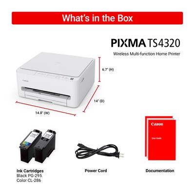 Canon PIXMA TS4320 Wireless Color All-In-One Inkjet Printer, Best for Home (7181C002)