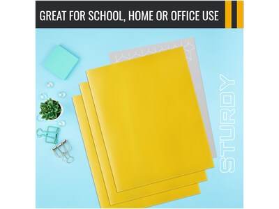 Better Office Glossy 2-Pocket Portfolio Folder, Yellow, 25/Pack (80180-25PK)