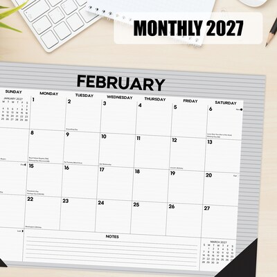 2027 Willow Creek Pinstripe 17" x 12" Monthly Desk Pad Calendar, Assorted Colors (66492)