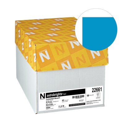 Astrobrights 8.5 x 11 Color Multipurpose Paper, 24 lbs., Celestial Blue, 500 Sheets/Ream, 10/Ream (WAU22661CT)