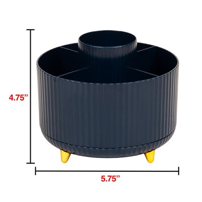 Staples 5-Compartment Rotating Plastic Desk Organizer, Navy Blue (ST63867)