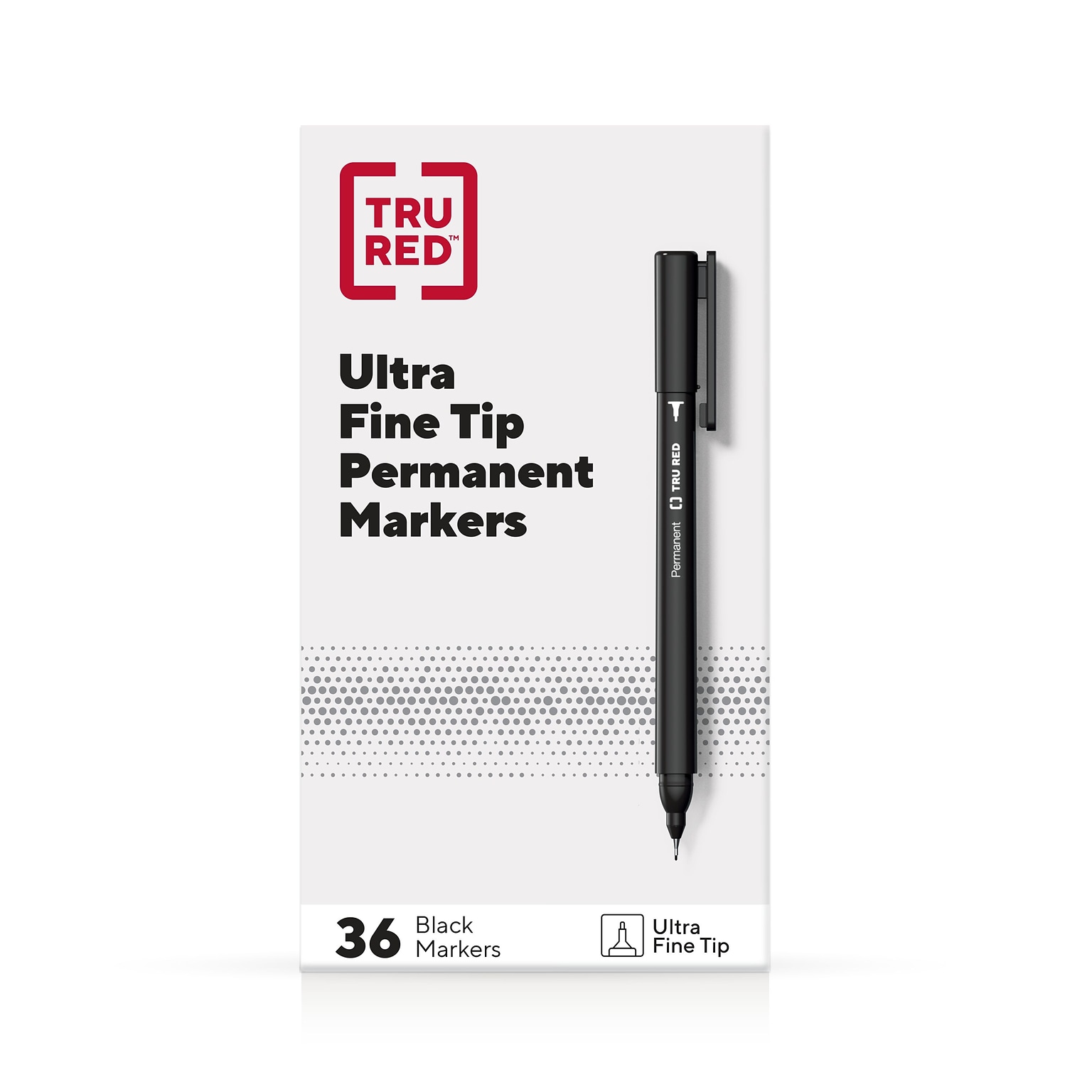 TRU RED™ Pen Permanent Markers, Ultra Fine Tip, Black, 36/Pack (TR54546)