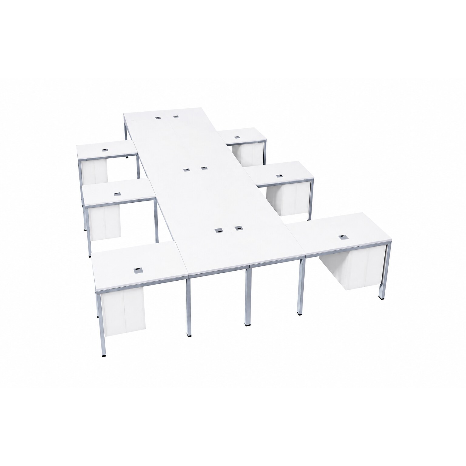 Boss Office Products Simple System 66W L-Shaped Desk with Pedestal, White, 6/Set (SGSD023-102-WT)