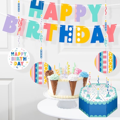 Creative Converting Party Patterns Birthday Décor Kit, Multicolored, 18/Pack (DTC9507E1A)